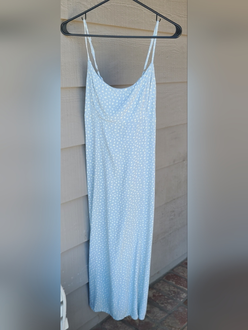 Brandy Melville Pale Blue Maxi Dress with White Dot Print